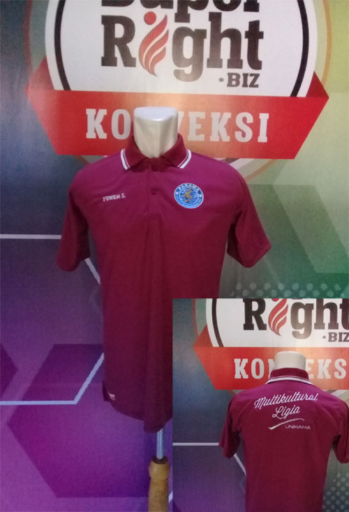 pembuatan kaos,jaket,seragam,jas,jasko di ota malang. Kaos merah maroon bordir komputer