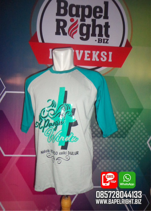 kaos raglan family gathering hijau abu-abu