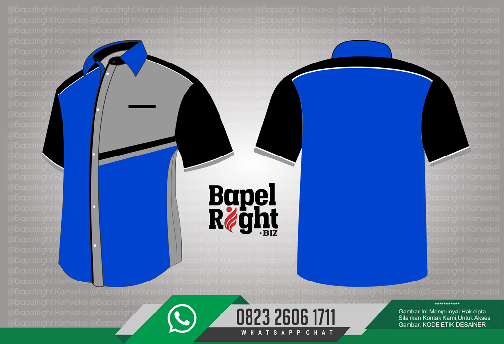 kombinasi warna seragam kerja biru dan hitam