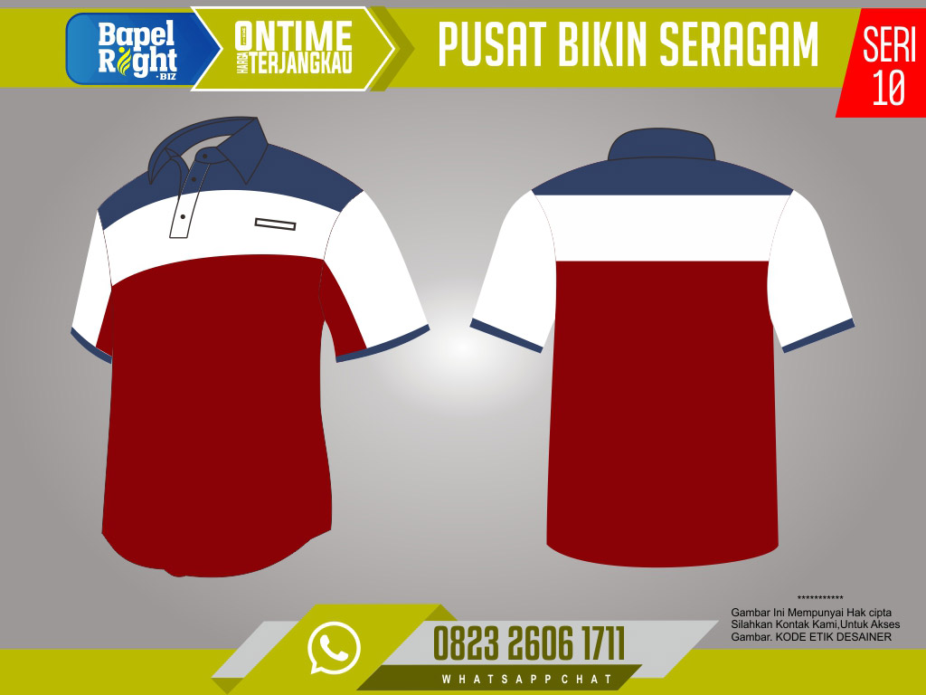 Desain kaos berkerah navy dongker dan merah maroon