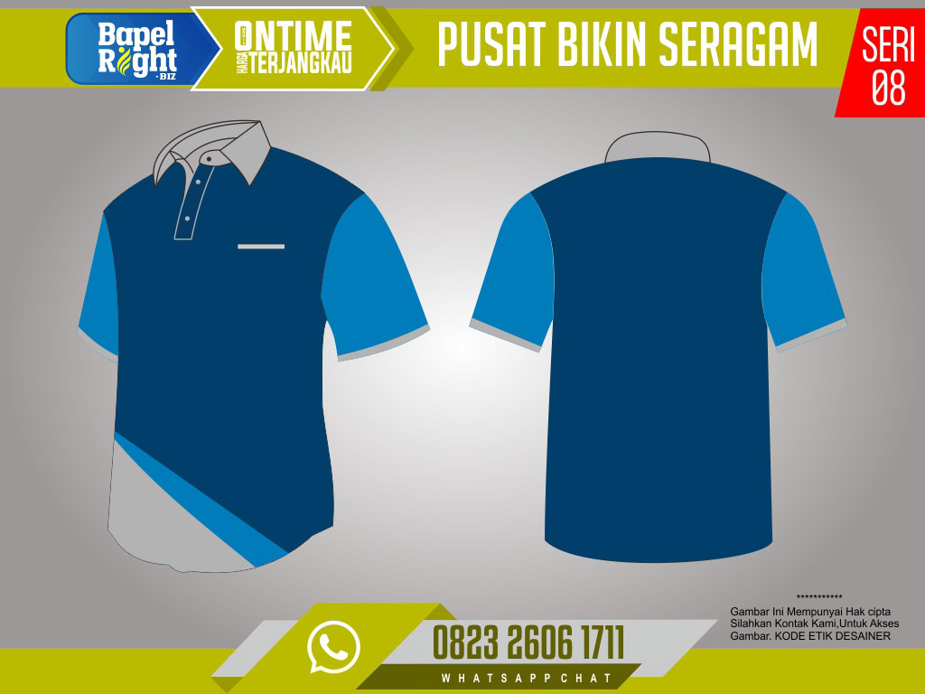 Desain kaos berkerah polos biru dongker dan turkis