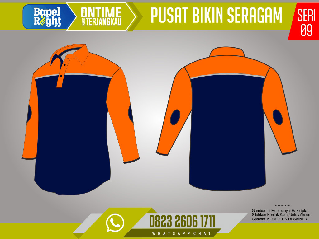 Desain kaos berkerah safety navy dan orange