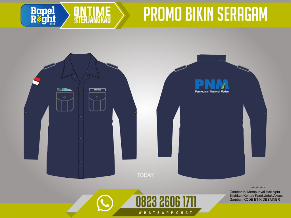 desain baju pdh pnm warna biru dongker/navy