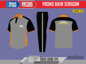 Model Kaos Olahraga Terbaru 2023 warna hitam orange dan abu sedang