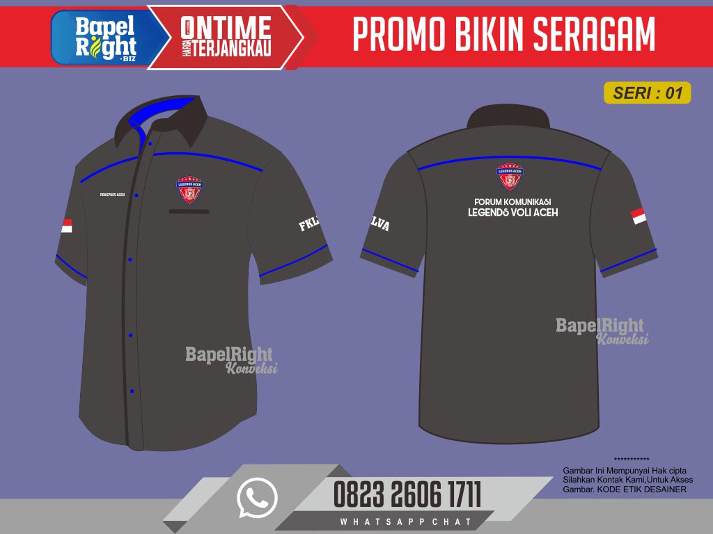 Desain Kemeja Organisasi Hitam Polos