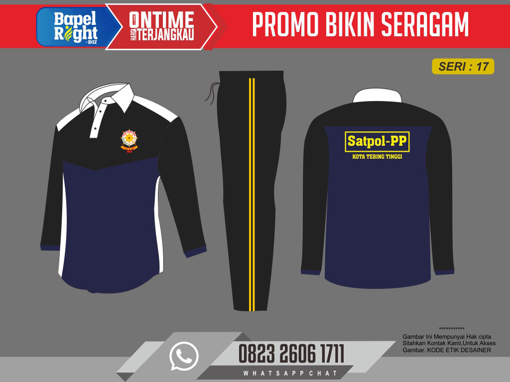 Desain Seragam Olahraga Satpol PP warna navy