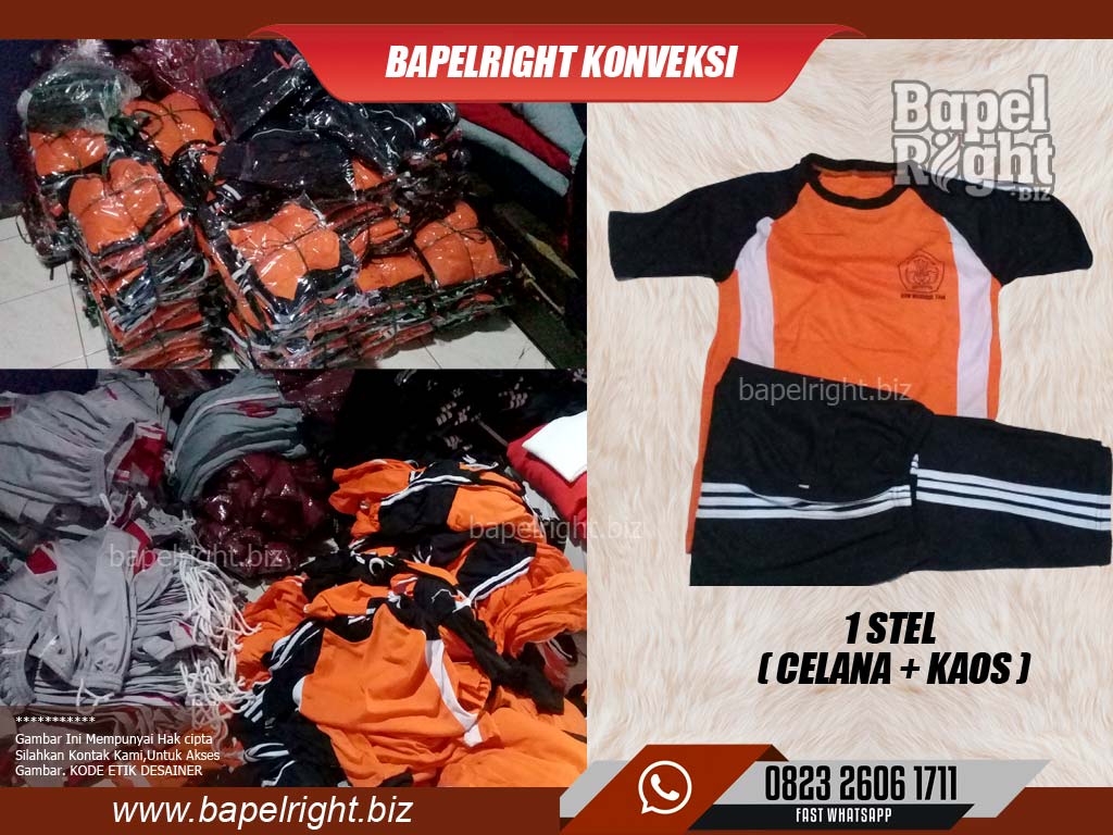 kaos olahraga sd warna orange dan kombinasi hitam