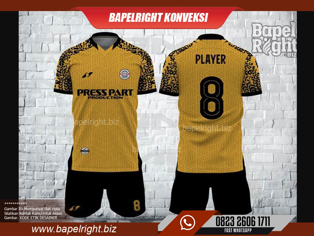 Desain Baju Futsal kuning emas