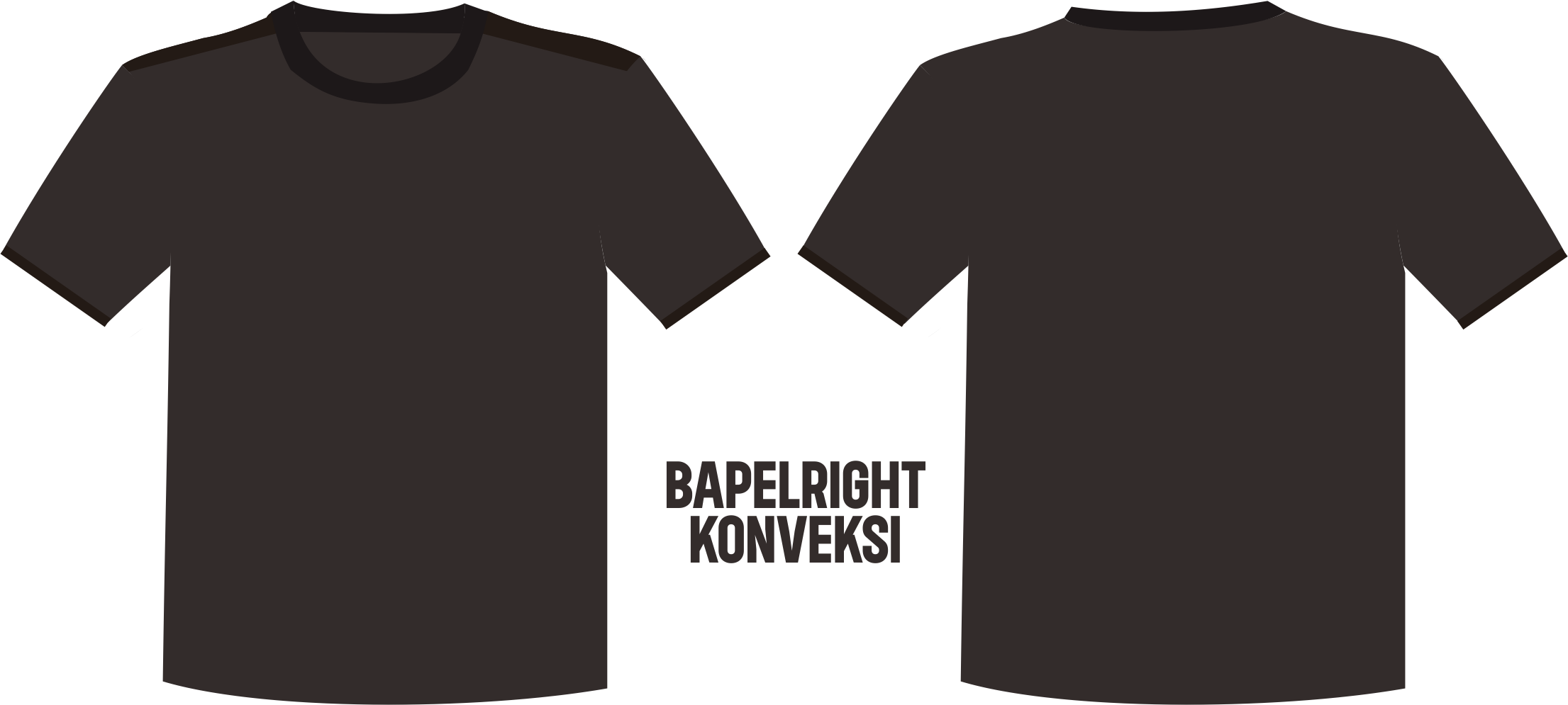 Kaos Hitam polos depan belakang HD PNG