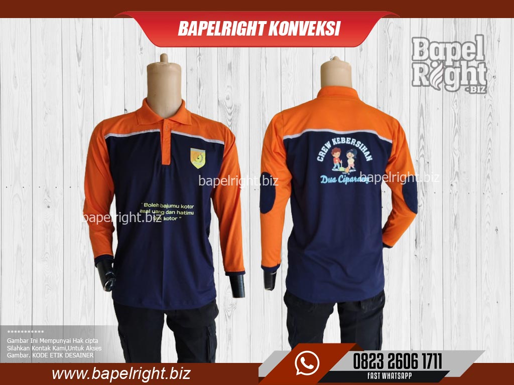 kaos kerah lengan panjang kombinasi
