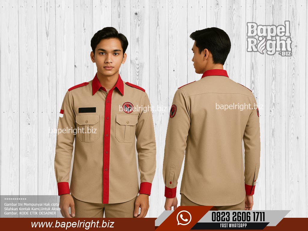 model-warna-baju-pdh-cream-coklatkombinasi-merah