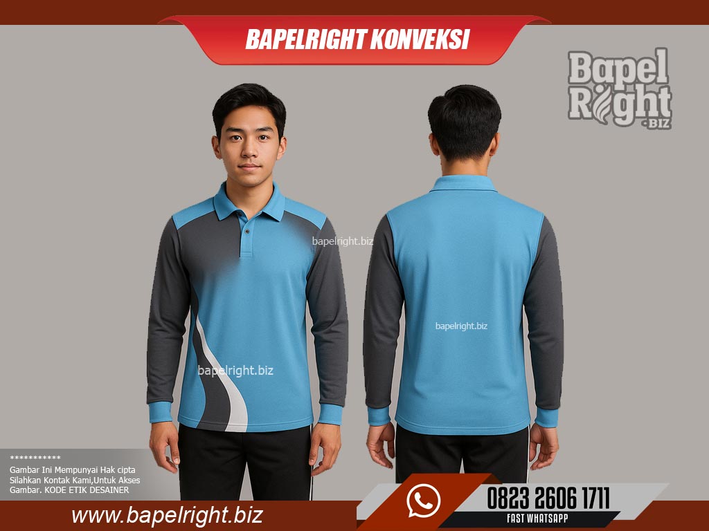 model-kaos-berkerah-Biru Langit