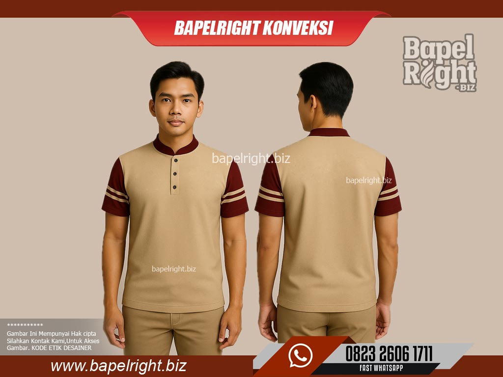 model-kaos-berkerah-cream